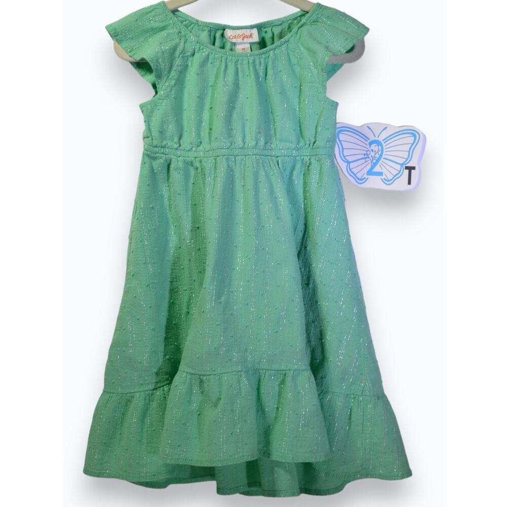 2T Cat & Jack Long Green Sparkle Dress